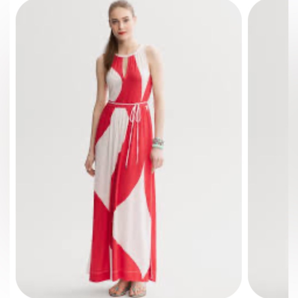 Banana Republic Red and White Maxi Dress